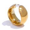 Shiny Zirconia Wide Gold Ring