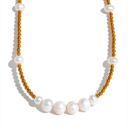 High Quality Metal Beads Natural Pearl Necklace