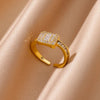 Stylish Zircon Square Ring