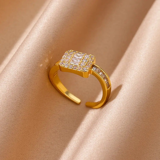 Stylish Zircon Square Ring