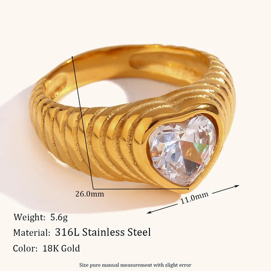 Big Heart-shaped Zircon Ring