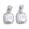 Baroque Imitation Pearls Square Stud Earring