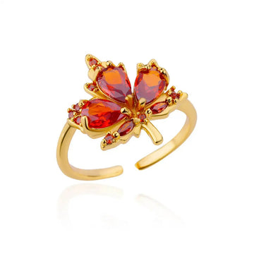 Zircon Maple Leaf Ring