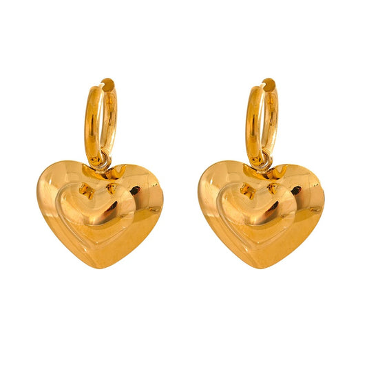 Smooth Stereoscopic Heart Love Drop Earring