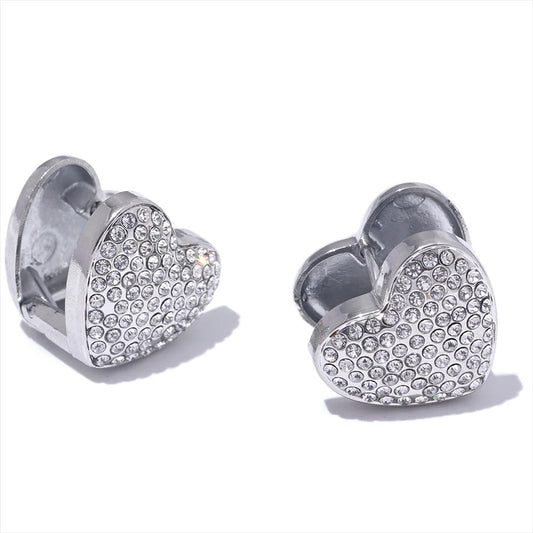 Shiny Zirconia Love Double Face Heart Earring