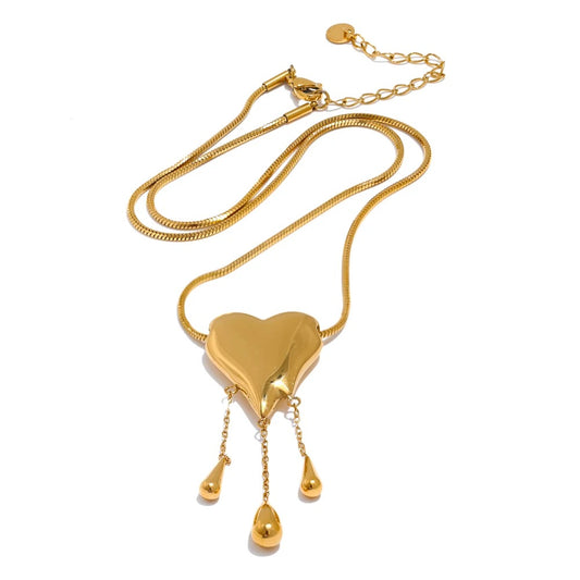 Unique Fashion Heart Water Drop Exquisite Metal Necklace