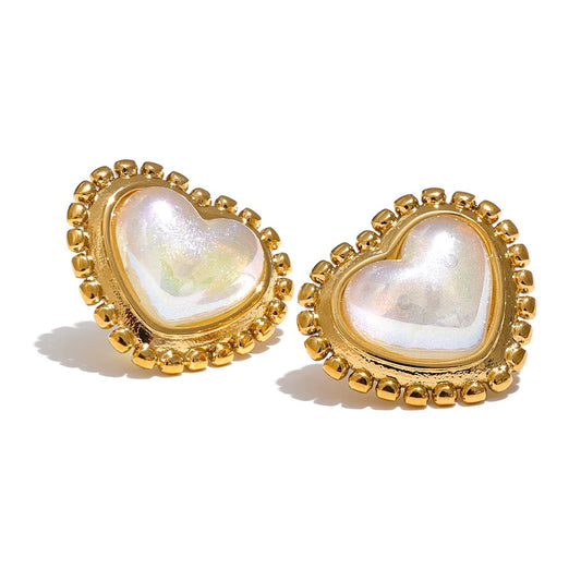 Imitation Pearl Heart Love Daily Earring