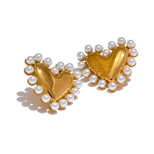 Heart Imitation Pearls Fashion Lover Earring