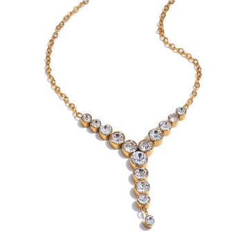 Superbe collier chic en forme de Y avec zircone cubique