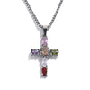 Delicate Colorful Bling Cubic Zirconia Cross Pendant Necklace