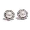 Fashion Simulated Pearl Round Flower Stud Earring