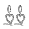 Surface Pitted Heart Shaped Pendant Earring