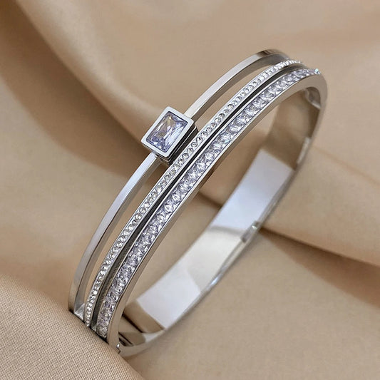 Luxus Charm Weiß Grün Strass Armband