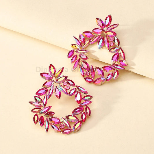 Elegant Colorful Rhinestone Big Earring